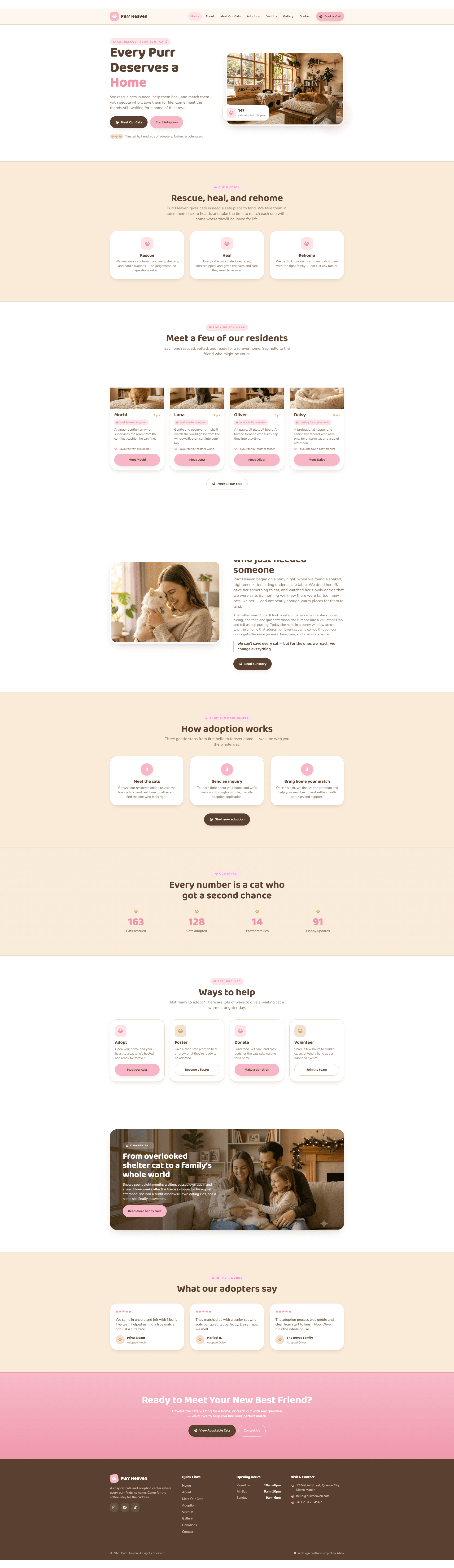 Purr Heaven — website homepage